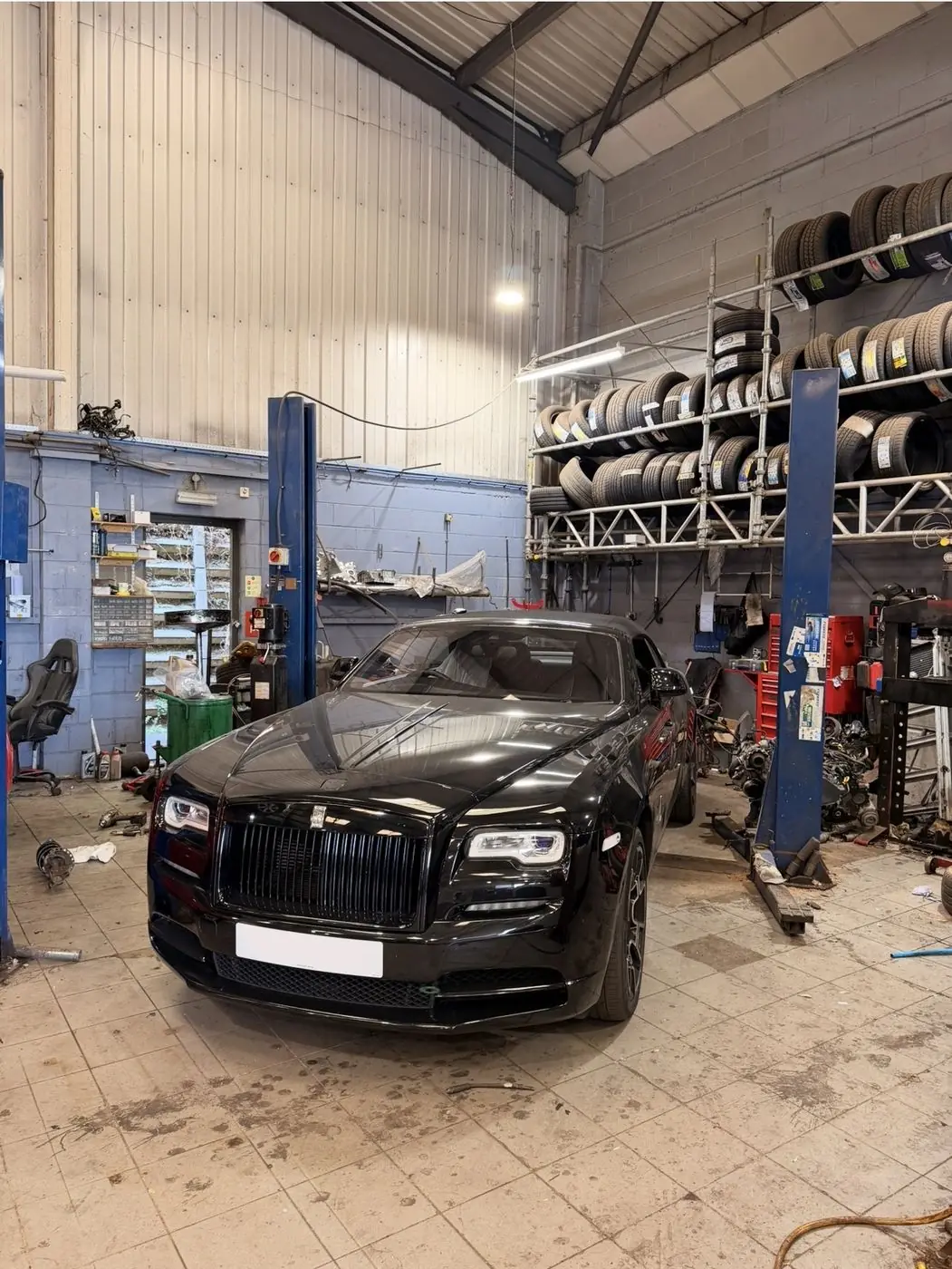 A Rolls-Royce in the White Rose Motors workshop