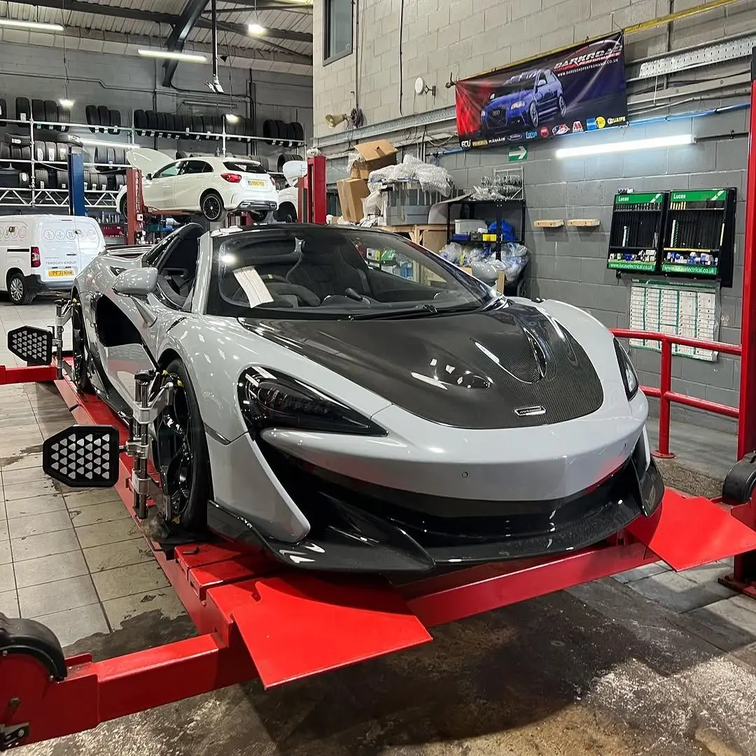 A McLaren on the Laser Geo alignment rig